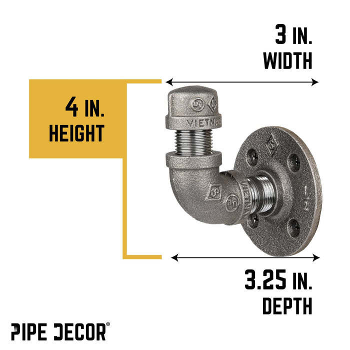 90 Degree Elbow Industrial Pipe Wall Hook Kit (2-Pack)