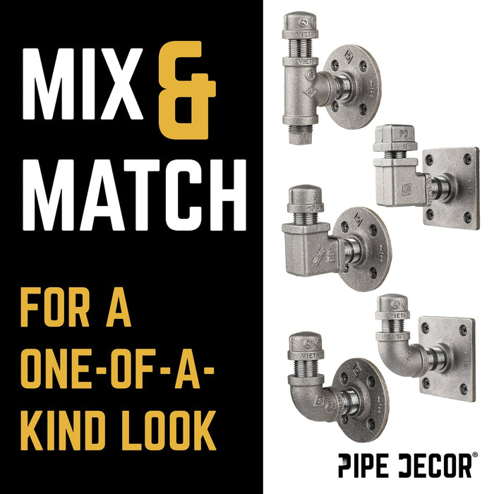 90 Degree Elbow Industrial Pipe Wall Hook Kit (2-Pack)