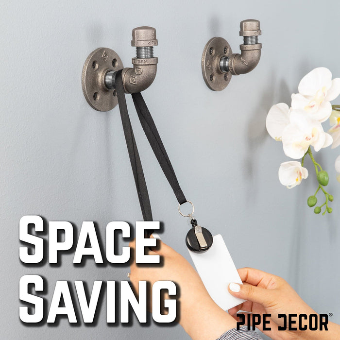 90 Degree Elbow Industrial Pipe Wall Hook Kit (2-Pack)