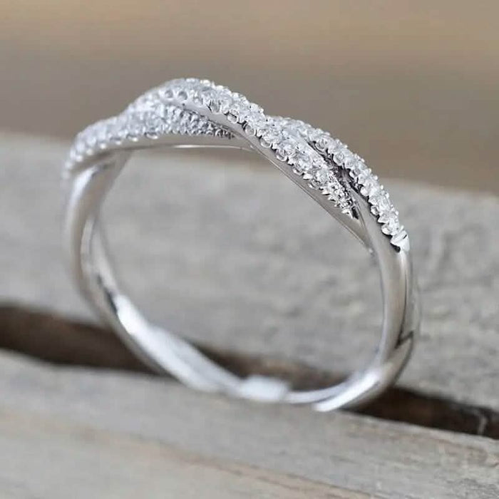 925 Silver-Plated Zirconia Twist Ring