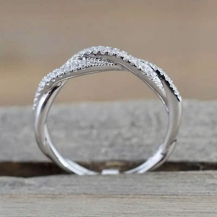 925 Silver-Plated Zirconia Twist Ring