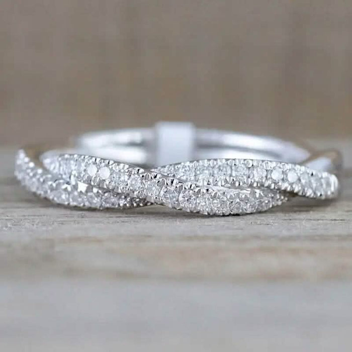 925 Silver-Plated Zirconia Twist Ring