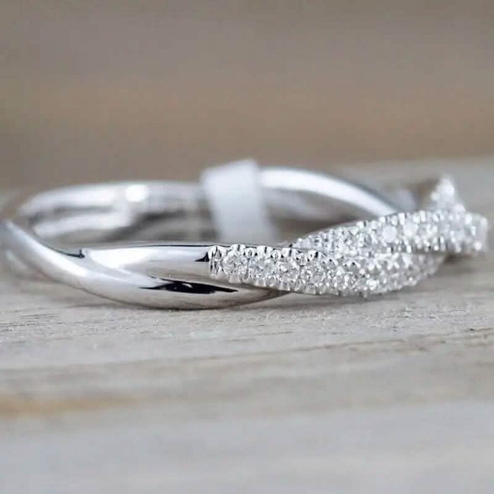 925 Silver-Plated Zirconia Twist Ring
