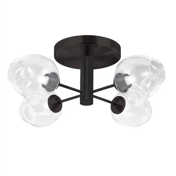 Black semi-flush mount ceiling light, by Dainolite, for hallway, bedroom, or entryway