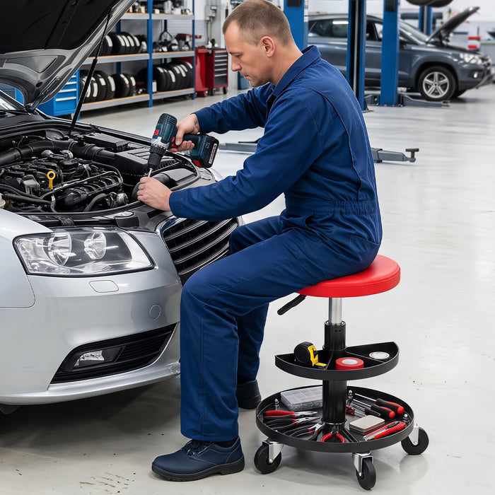 Adjustable Rolling Mechanic Stool