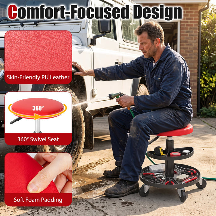 Adjustable Rolling Mechanic Stool