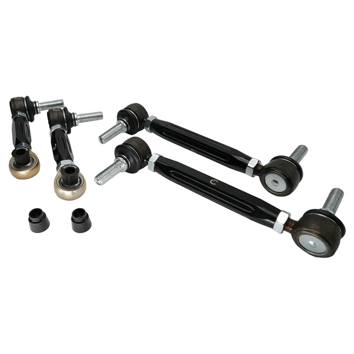 Set of automotive suspension components on a white background