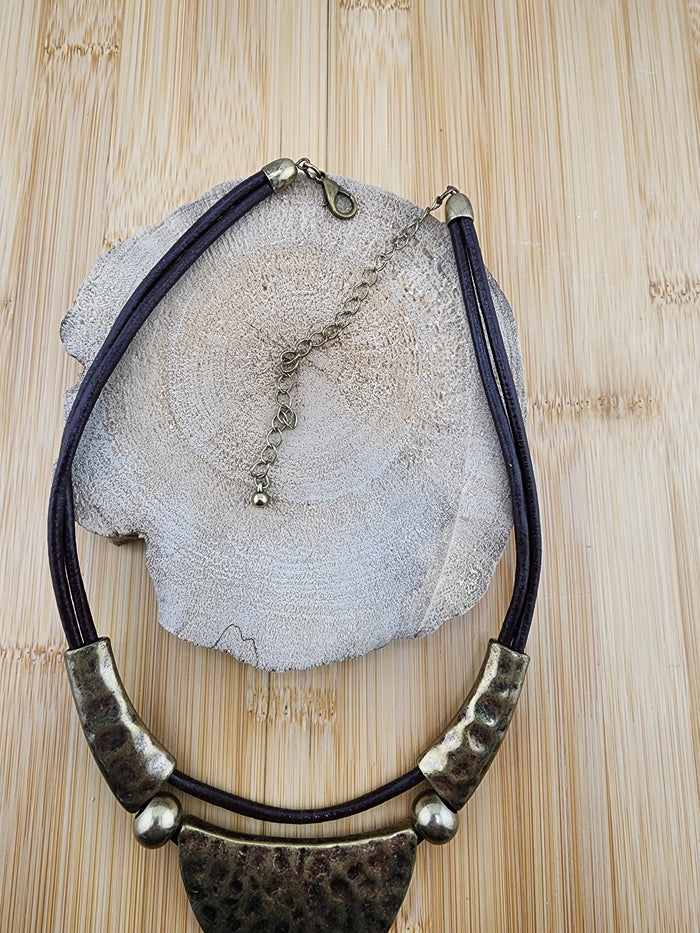 Antique Gold Tone Half-Moon Statement Necklace - Women Jewelry 0536
