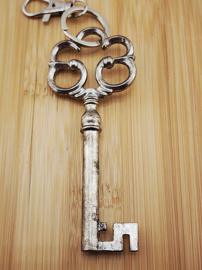 Antique-Style Silver Tone Bag Charm/Keychain