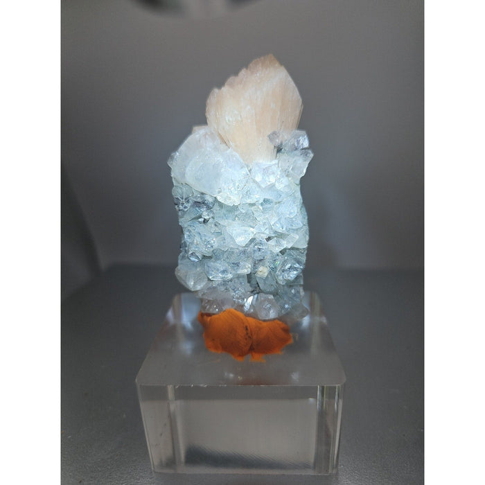 Apophyllite with Pink Stilbite Crystal Specimen
