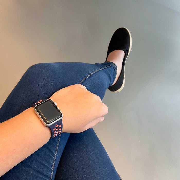 Apple Watch bandje - dubbel - siliconen - blauw zwart mango