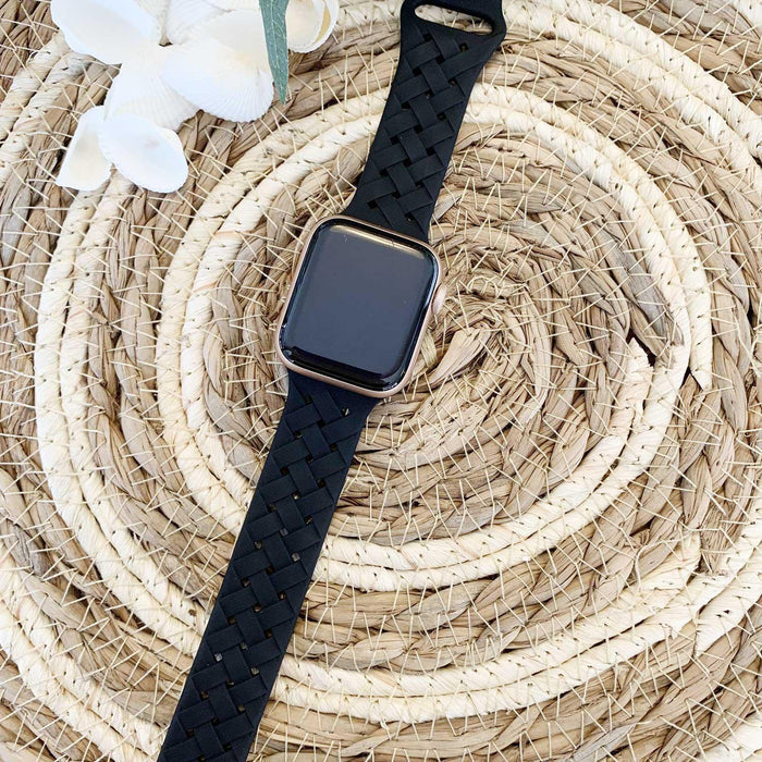 Apple Watch bandje - gevlochten siliconen - zwart