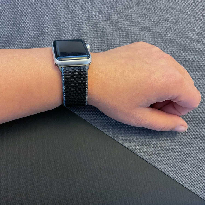 Apple Watch bandje - geweven - nylon - houtskool