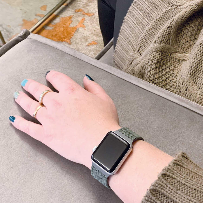 Apple Watch bandje - nylon - gevlochten solo - inverness groen
