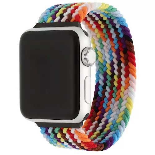 Apple Watch bandje - nylon - gevlochten solo - kleurrijk fel