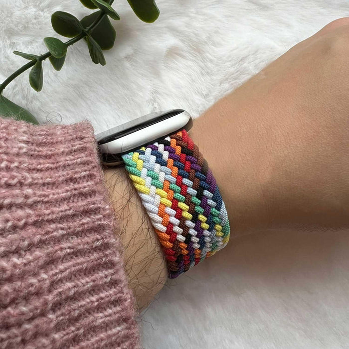 Apple Watch bandje - nylon - gevlochten solo - kleurrijk fel