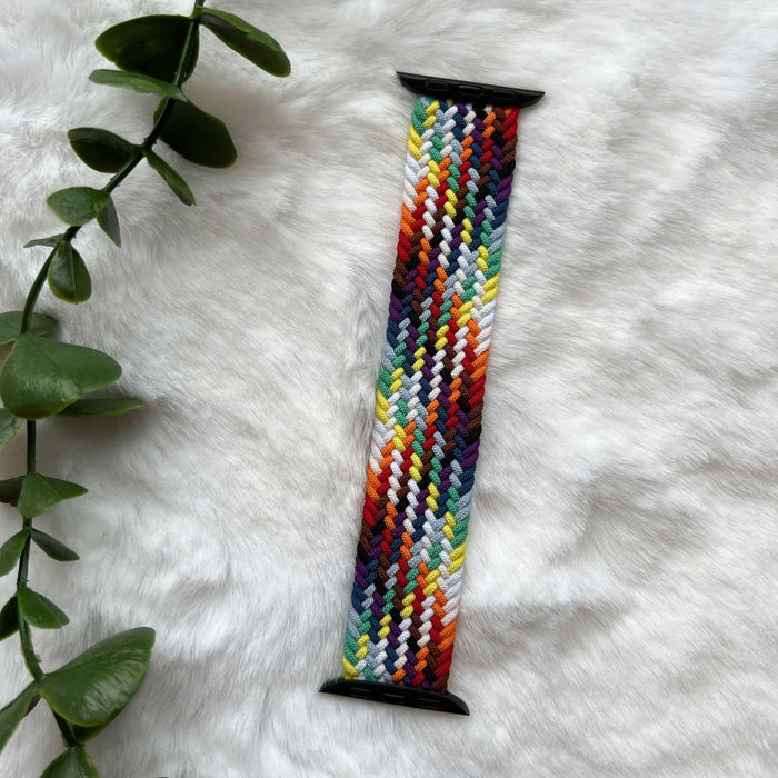 Apple Watch bandje - nylon - gevlochten solo - kleurrijk fel