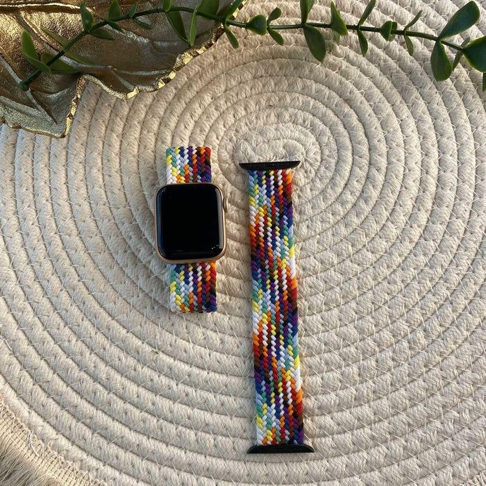 Apple Watch bandje - nylon - gevlochten solo - kleurrijk fel