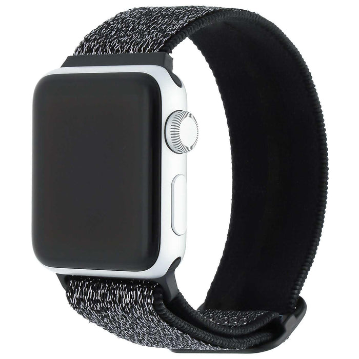 Apple Watch bandje - nylon - geweven gesp - glitter zwart