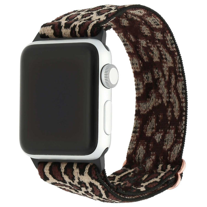 Apple Watch bandje - nylon - geweven gesp - leopard