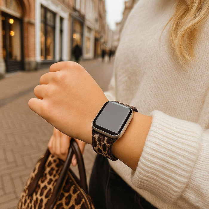 Apple Watch bandje - nylon - geweven gesp - leopard