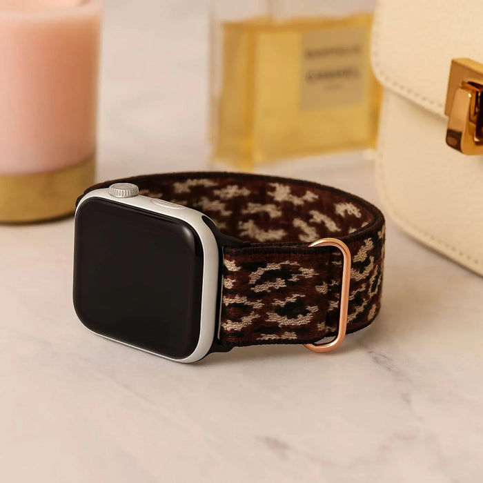Apple Watch bandje - nylon - geweven gesp - leopard