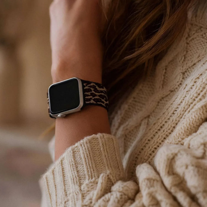 Apple Watch bandje - nylon - geweven gesp - leopard
