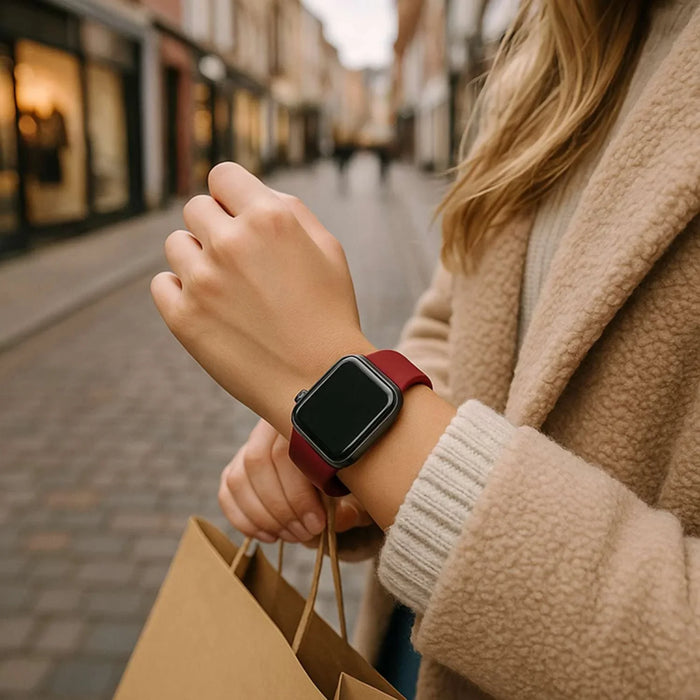 Apple Watch bandje - siliconen - wijnrood