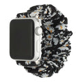 Apple Watch bandje Bloomsy - scrunchie - nylon - bloemen zwart wit