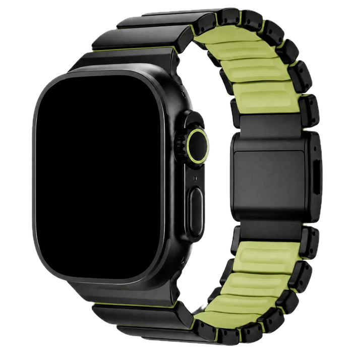 Apple Watch bandje Ember - staal - zwart groen