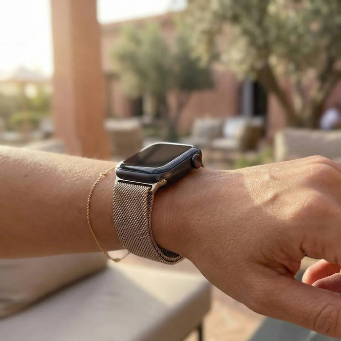 Apple Watch bandje Fiore - milanese - champagne