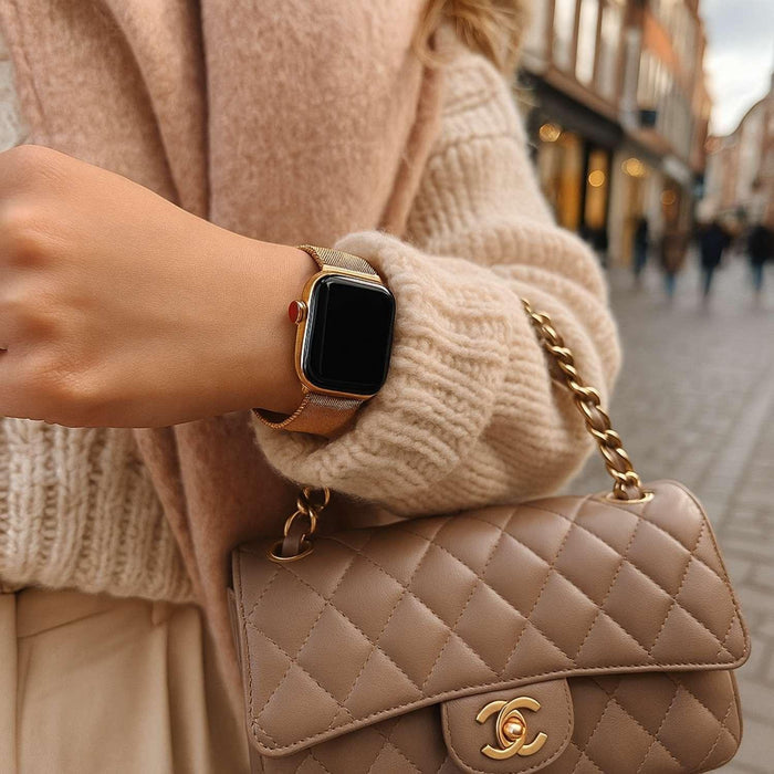 Apple Watch bandje Fiore - milanese - rose goud