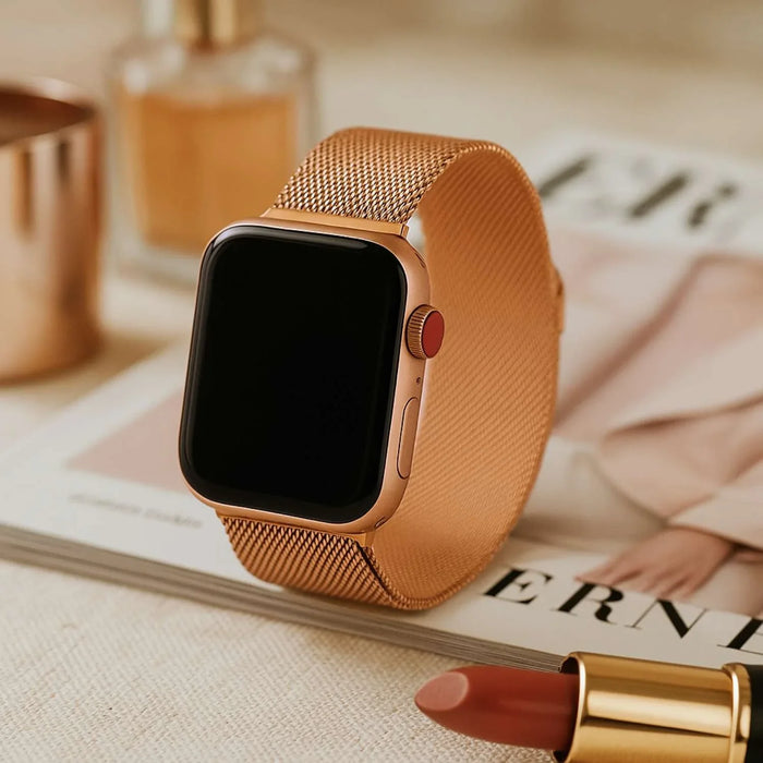 Apple Watch bandje Fiore - milanese - rose goud