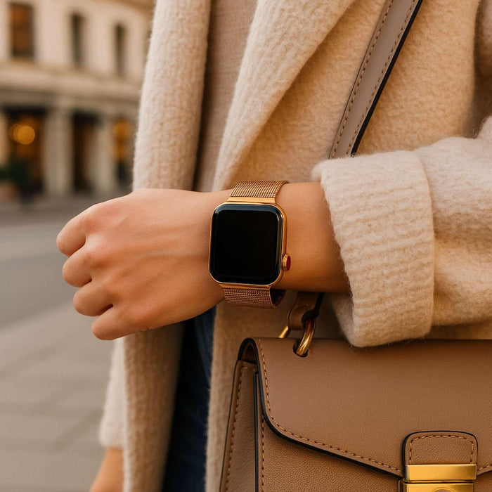 Apple Watch bandje Fiore - milanese - rose goud