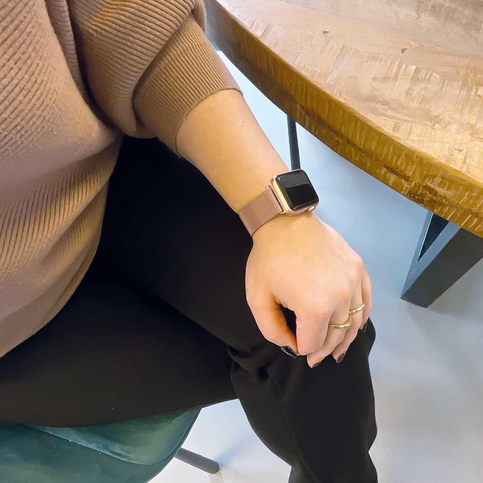Apple Watch bandje Fiore - milanese - rose rood