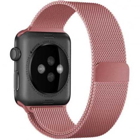 Apple Watch bandje Fiore - milanese - rose rood