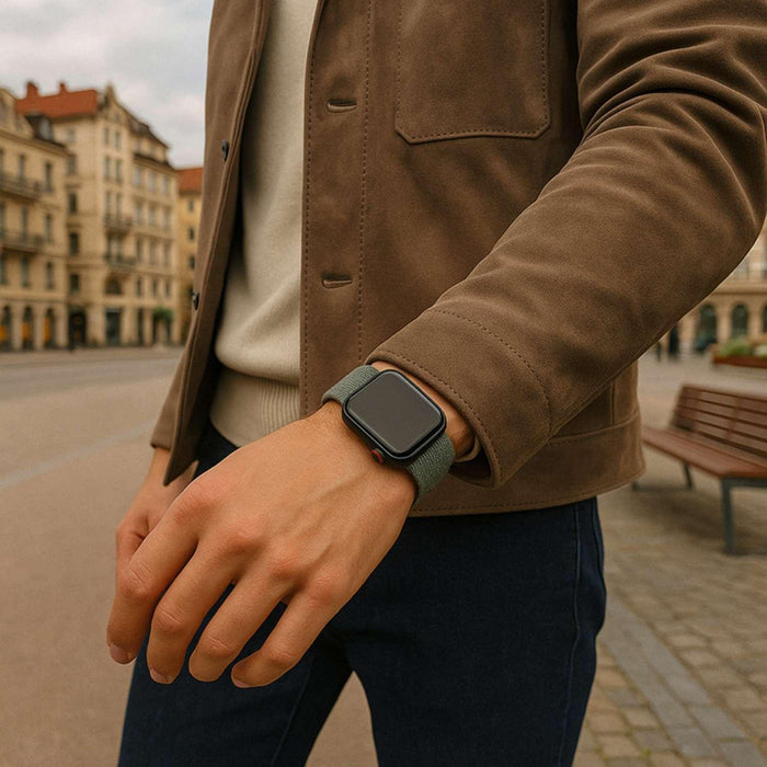 Apple Watch bandje Flyne - geweven - nylon - saliegroen