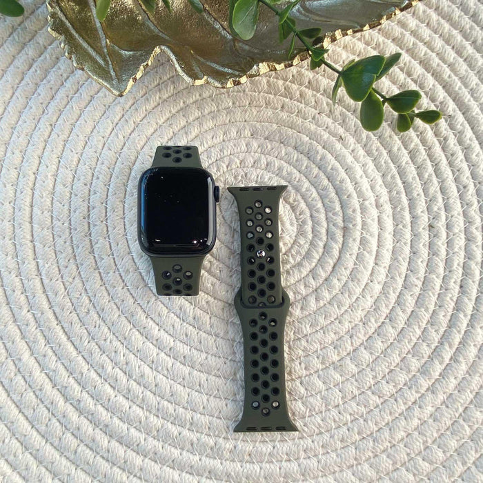 Apple Watch bandje Fusion - dubbel - siliconen - army groen zwart