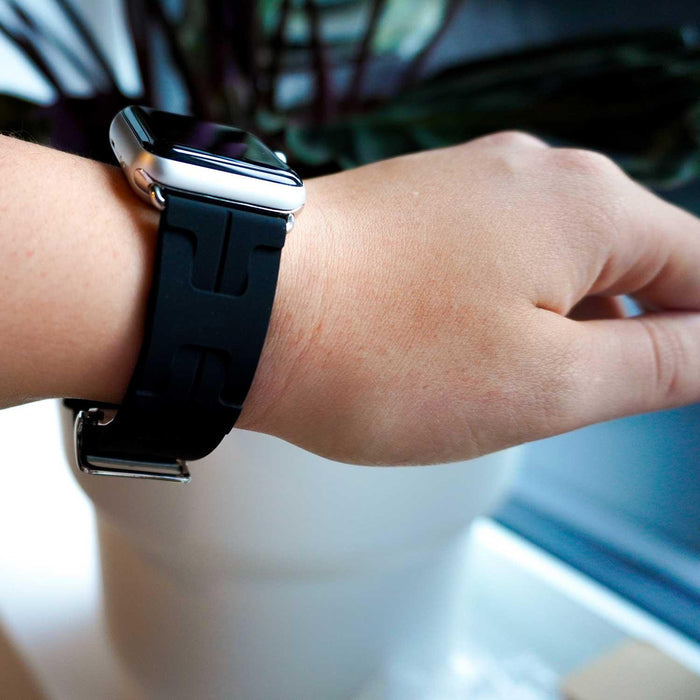 Apple Watch bandje kilim - siliconen - zwart