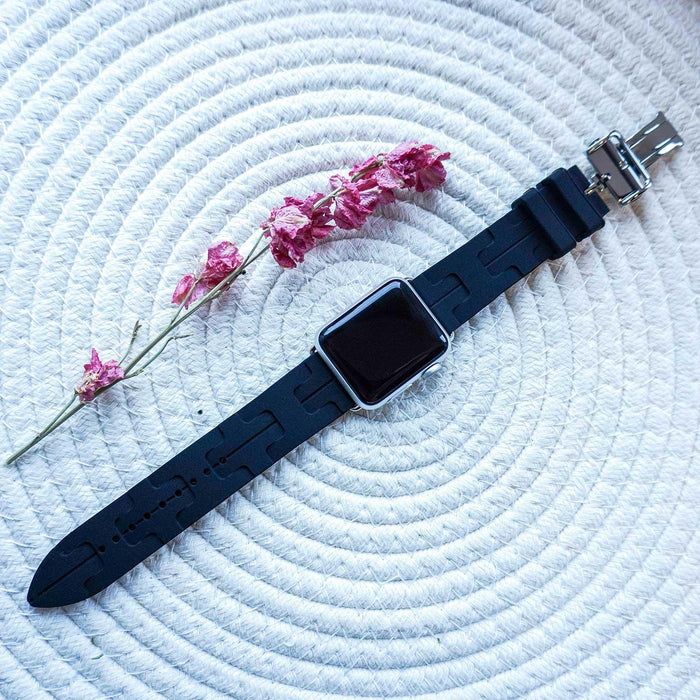 Apple Watch bandje kilim - siliconen - zwart