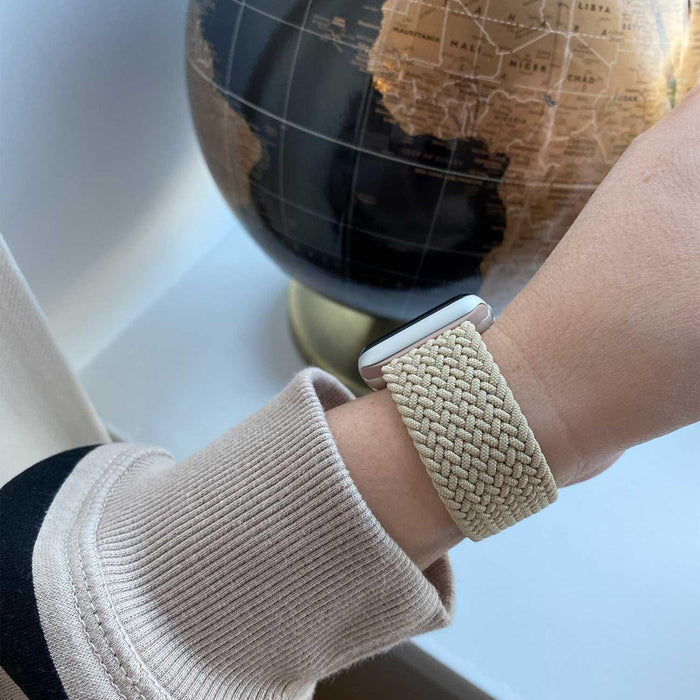 Apple Watch bandje Onyx - gevlochten - solo - nylon - beige