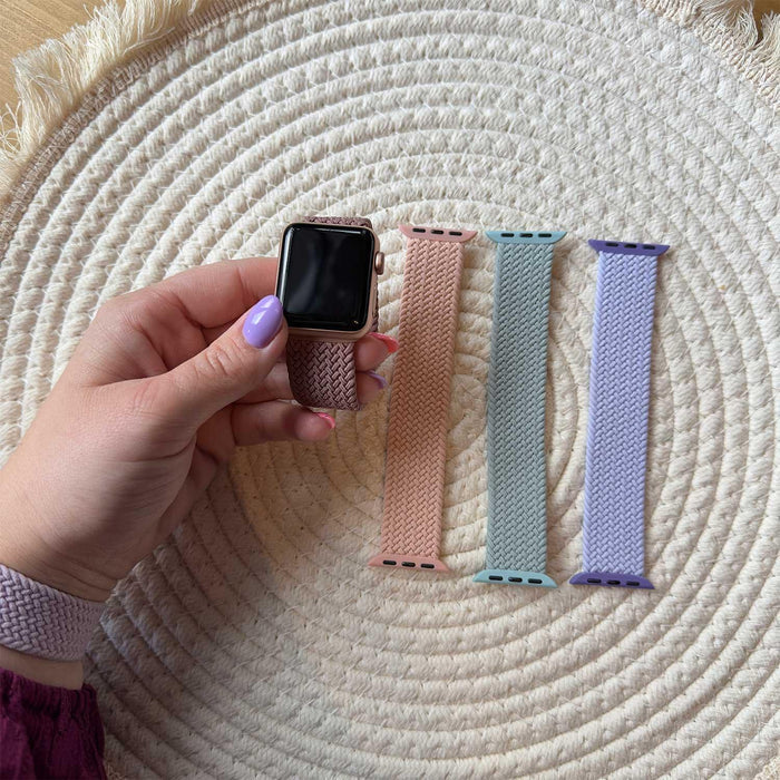 Apple Watch bandje Onyx - gevlochten - solo - nylon - mint