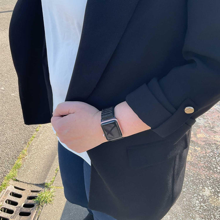 Apple Watch bandje Osvo - geweven - nylon - reflector zwart
