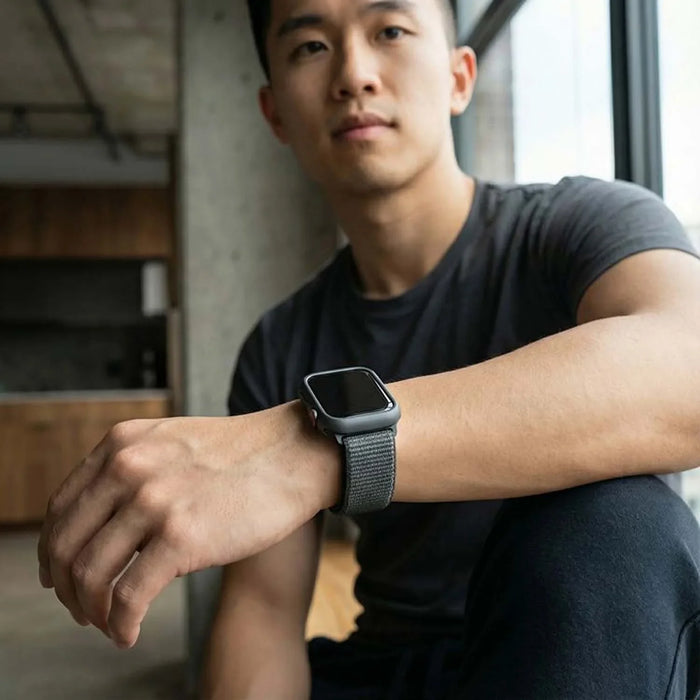 Apple Watch bandje Osvo - geweven - nylon - storm grijs