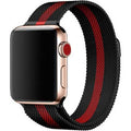 Apple Watch bandje Solaro - milanese - zwart rood gestreept