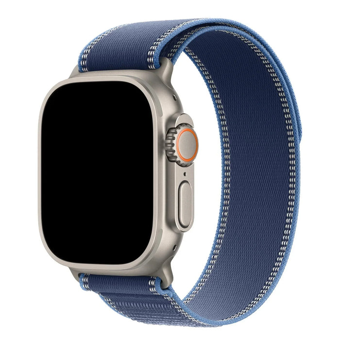 Apple Watch bandje Trail - nylon - blauw felblauw - zilver
