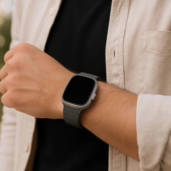 Apple Watch bandje Vetra - siliconen - grijs zwart