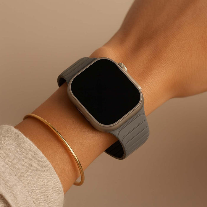 Apple Watch bandje Vetra - siliconen - grijs zwart