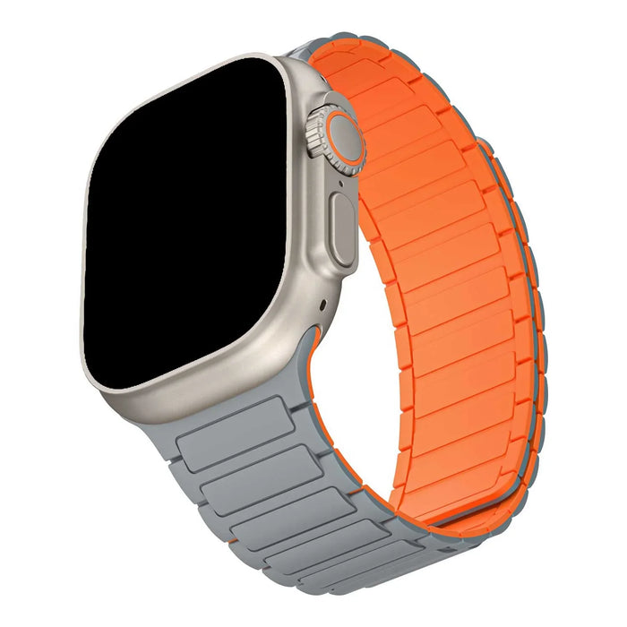 Apple Watch bandje Zyro - siliconen - grijs oranje
