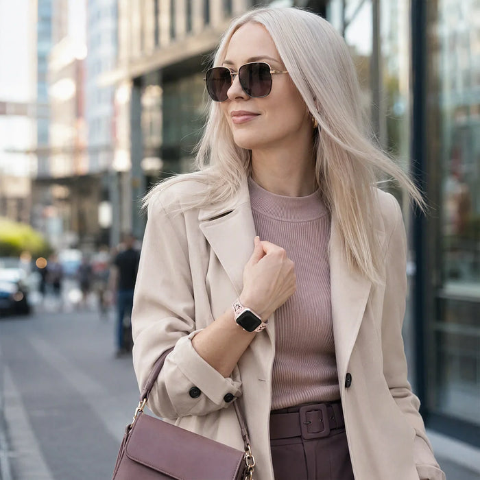 Apple Watch Livia bloemen print bandje - siliconen - roze